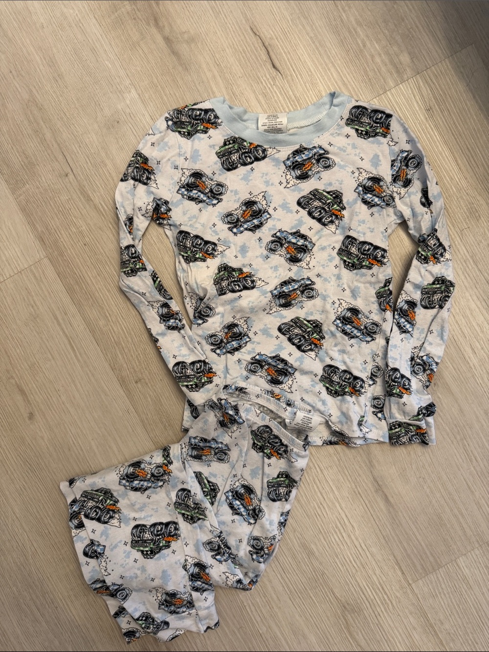 Light Blue Monster Truck Pajama Set for Kids